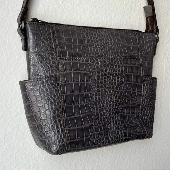 Patricia Nash Gray Crocodile-Embossed Shoulder Bag - Picture 2 of 16